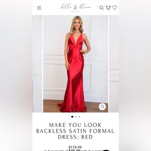 Deep V Red Satin Maxi Dress with Twist Waist